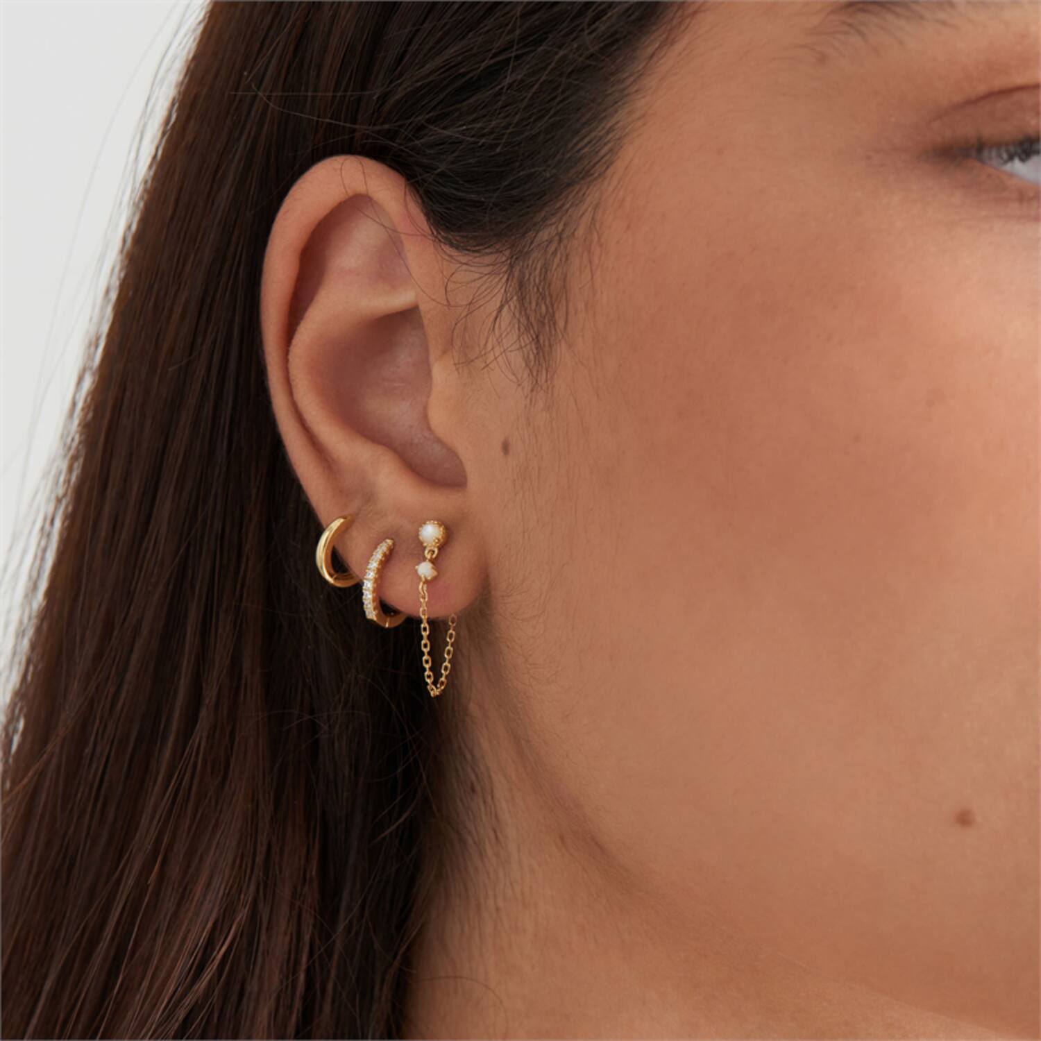  Ear Edit - Ohrringe - Silber / 14kt GP - Zirkonia